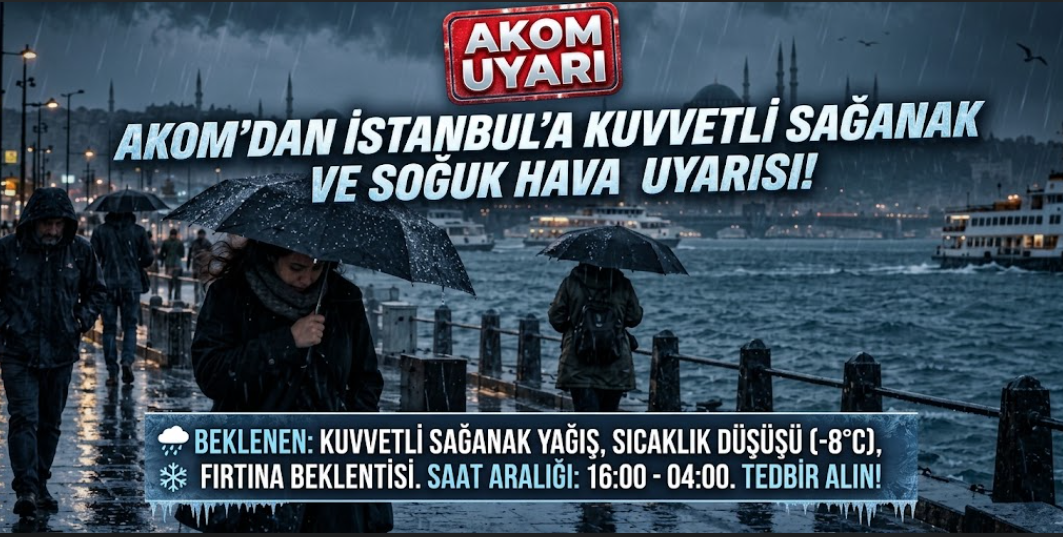 AKOM'dan İstanbul'a Kuvvetli Sağanak ve Soğuk Hava Uyarısı