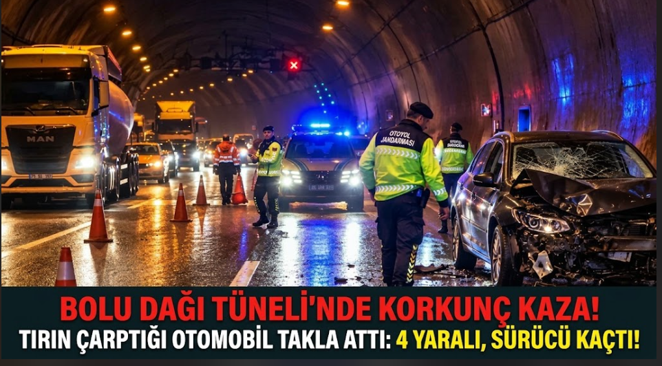 Bolu Dağı Tüneli'nde Kaza: Tırın Çarptığı Otomobil Takla Attı, Sürücü Kaçtı!