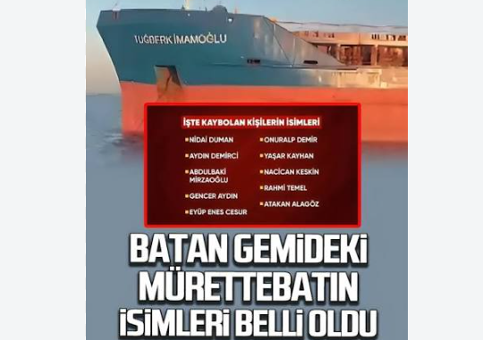 Marmara'daki Gemi Faciasında Gemisindeki 10 Personelin Kimlikleri Açıklandı