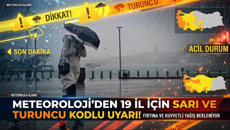 Meteoroloji'den 19 İl İçin Sarı ve Turuncu Kodlu Uyarı!