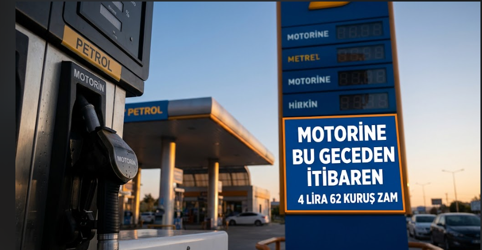Motorine bu geceden itibaren 4 lira 62 kuruş zam 