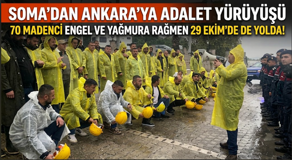 Soma İşçilerinden Yağmur Altında 29 Ekim Kutlaması!