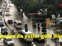 Amasya’da yollar göle döndü