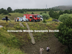 Erzincan’da Minibüs Şarampole Devrildi