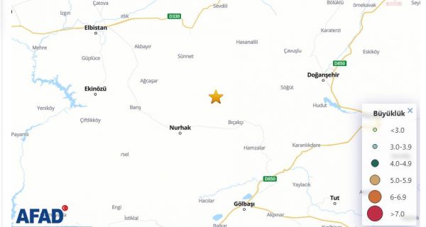 NURHAK’TA 4,1 BÜYÜKLÜĞÜNDE DEPREM