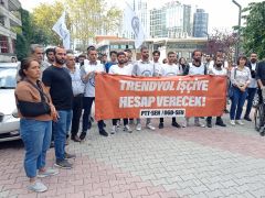 İŞTEN ÇIKARILAN TRENDYOL İŞÇİLERİNDEN ŞİRKETİN GENEL MERKEZİ ÖNÜNDE EYLEM