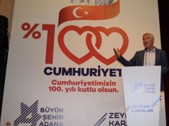 ADANA’DA CUMHURİYETİN 100. YIL KUTLAMALARI, “100. YILDA CUMHURİYET” KONULU KONFERANSLA BAŞLADI