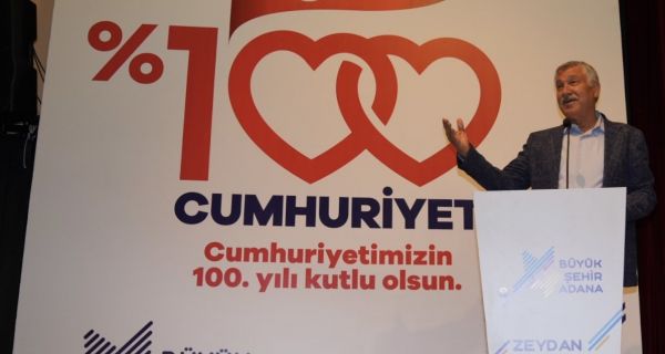 ADANA’DA CUMHURİYETİN 100. YIL KUTLAMALARI, “100. YILDA CUMHURİYET” KONULU KONFERANSLA BAŞLADI
