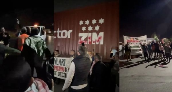 Ambarlı Limanı’ndan İsrail’e mal götürülmesi protesto edildi
