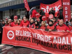 DİSK’,’Çekin elinizi soframızdan, çocuğumuzun cebinden’