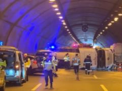 Kuzey Marmara Otoyolu’nda ,Antifriz taşıyan tanker devrildi !