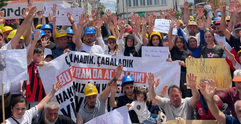 Edirne, Özşen Madencilik işçileri ücret talebiyle yürüdü