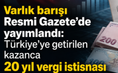 Varlık barışı ve kurumlar vergisi düzenlemesi Resmi Gazete’de yayımlandı