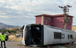 Kırıkkale’de yolcu otobüsü devrildi!