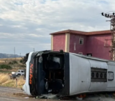 Kırıkkale’de yolcu otobüsü devrildi!